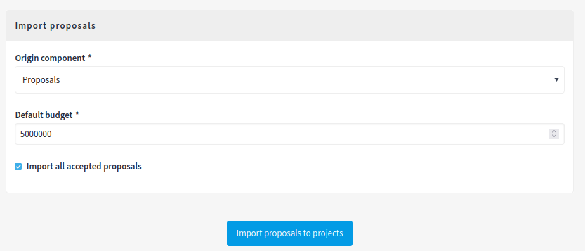 Import proposals to projects