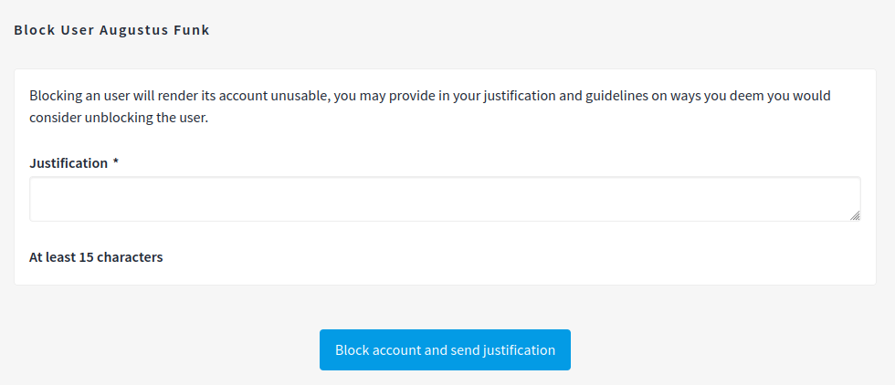 Justificate the blocked user action