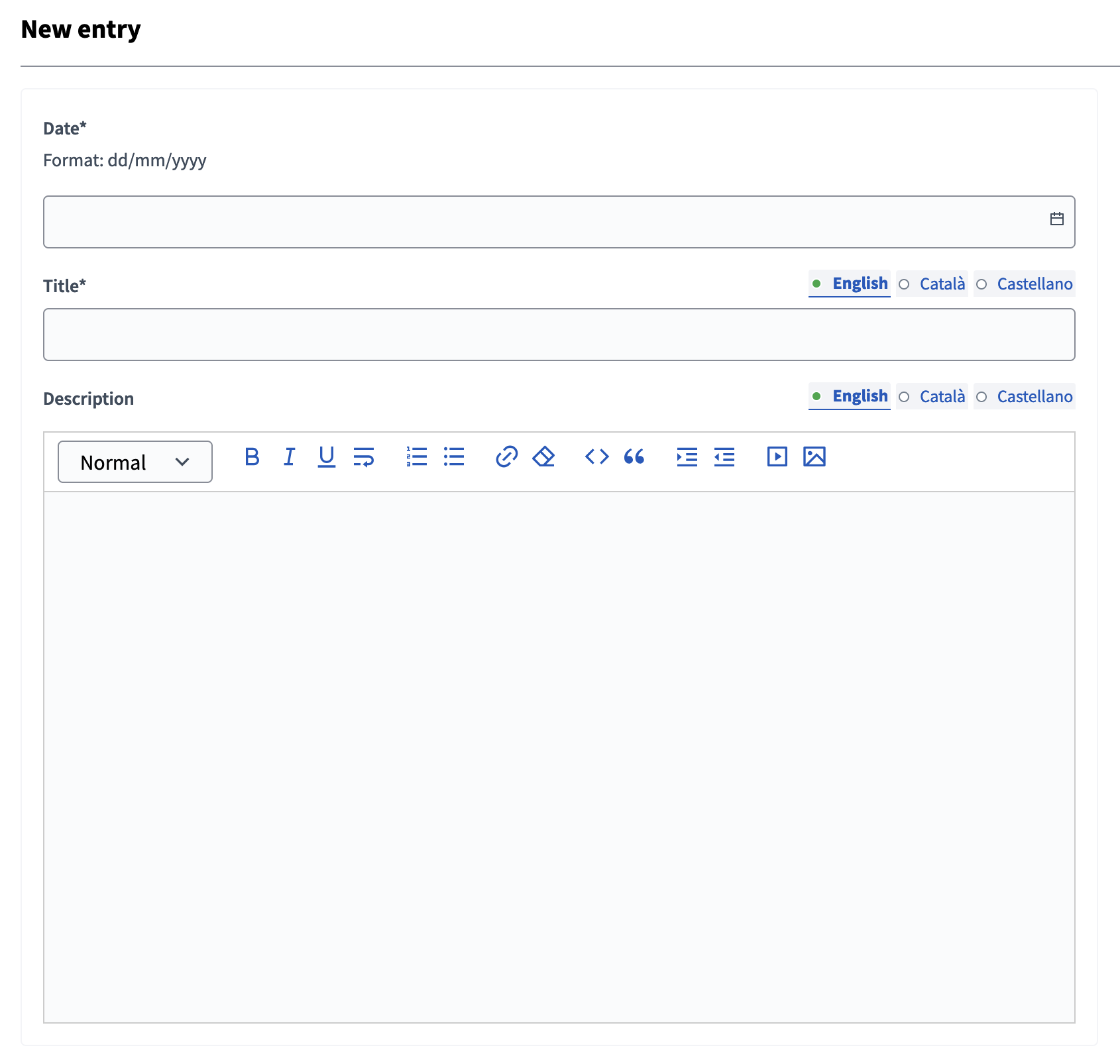 New timeline entry form