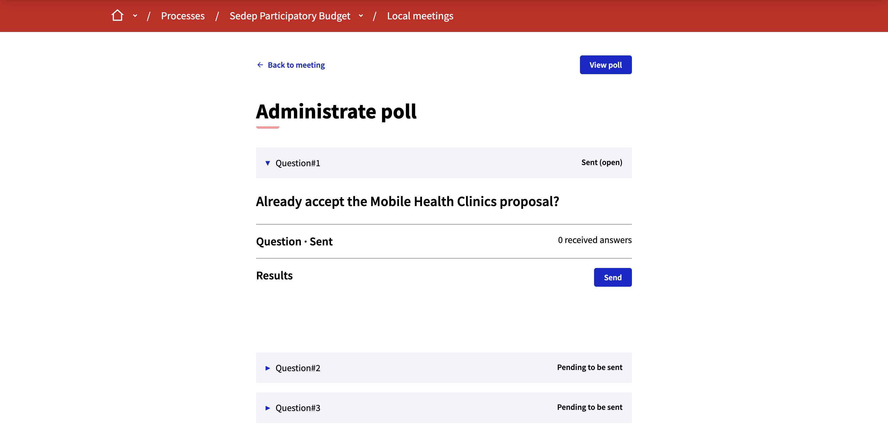 Polls administration page