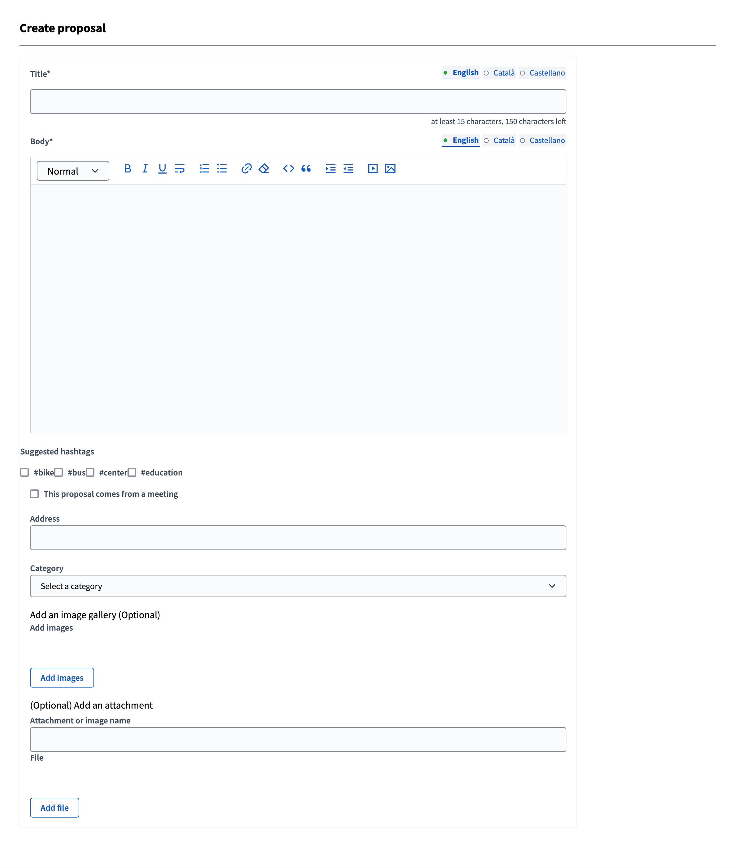 New proposal form - with multiple settings (official proposals)