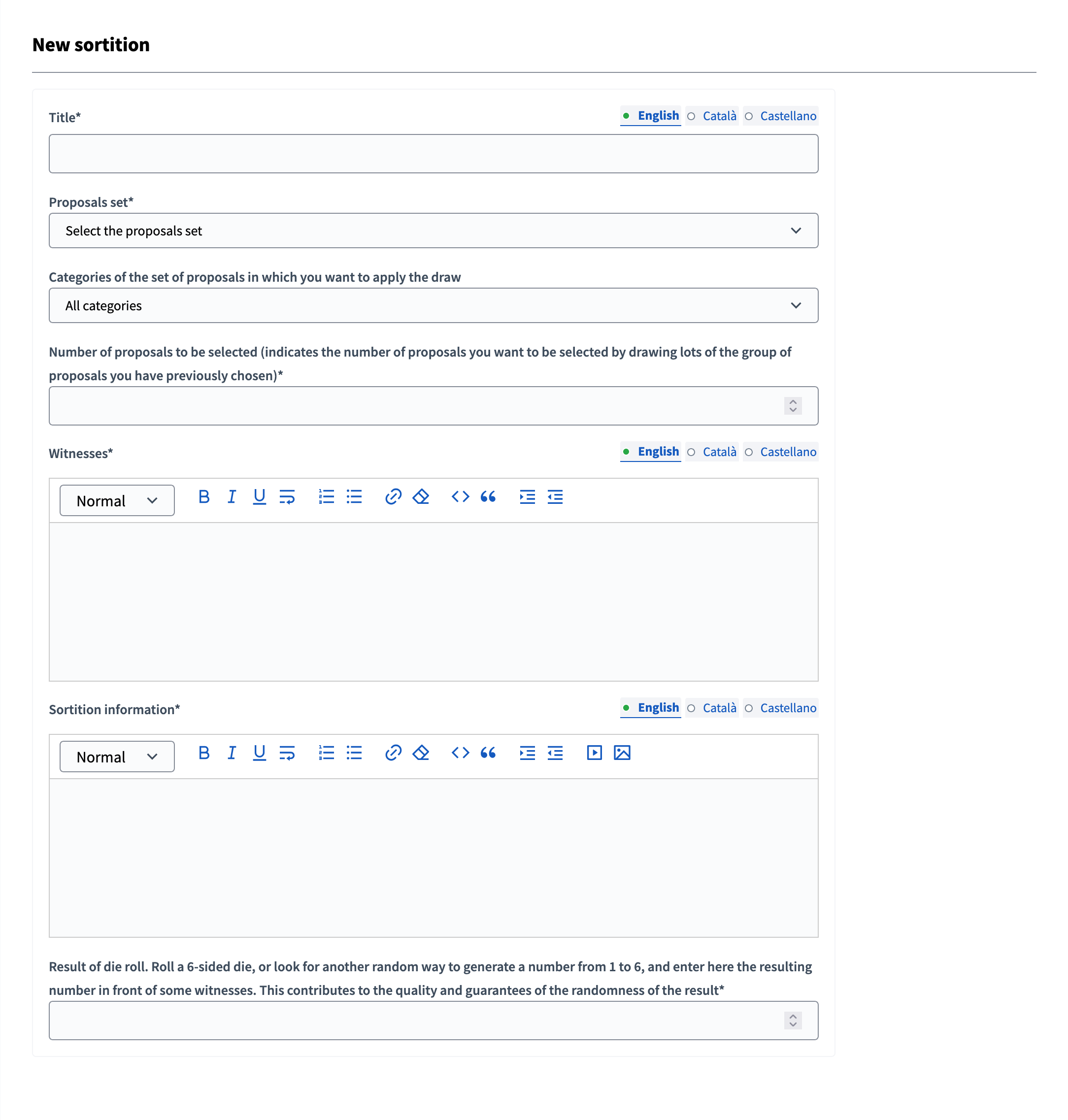 New sortition backend form