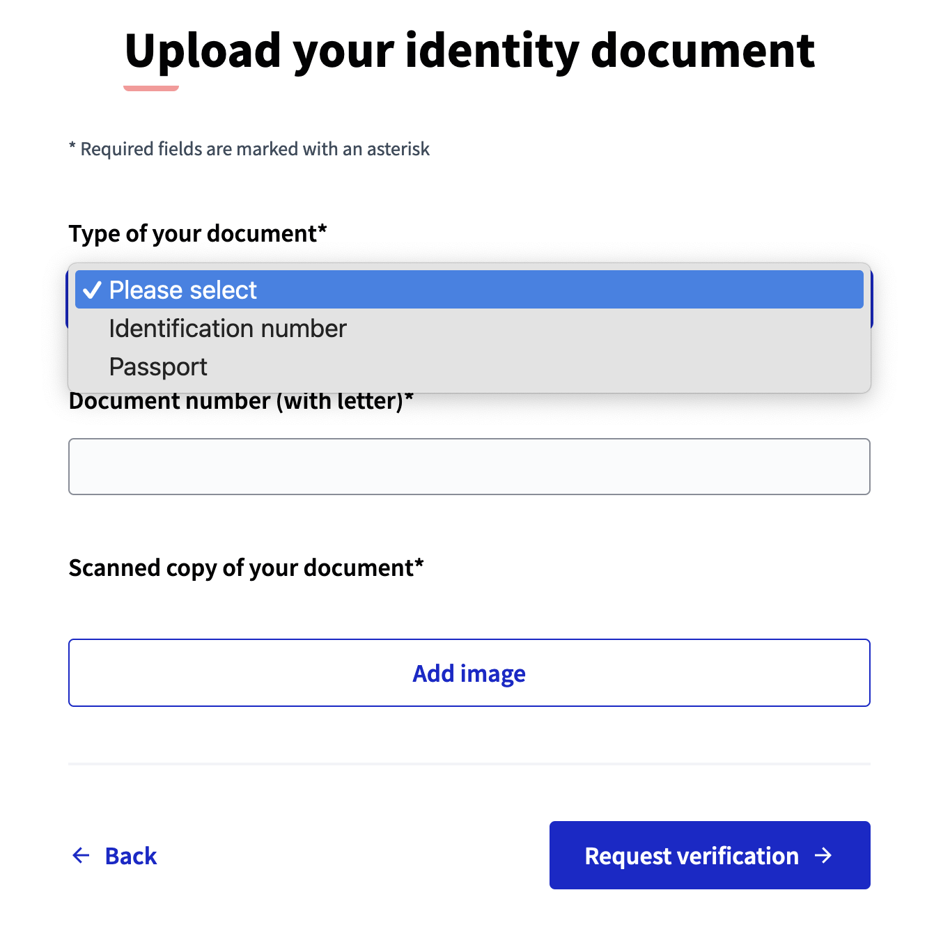 ID document authorization online form