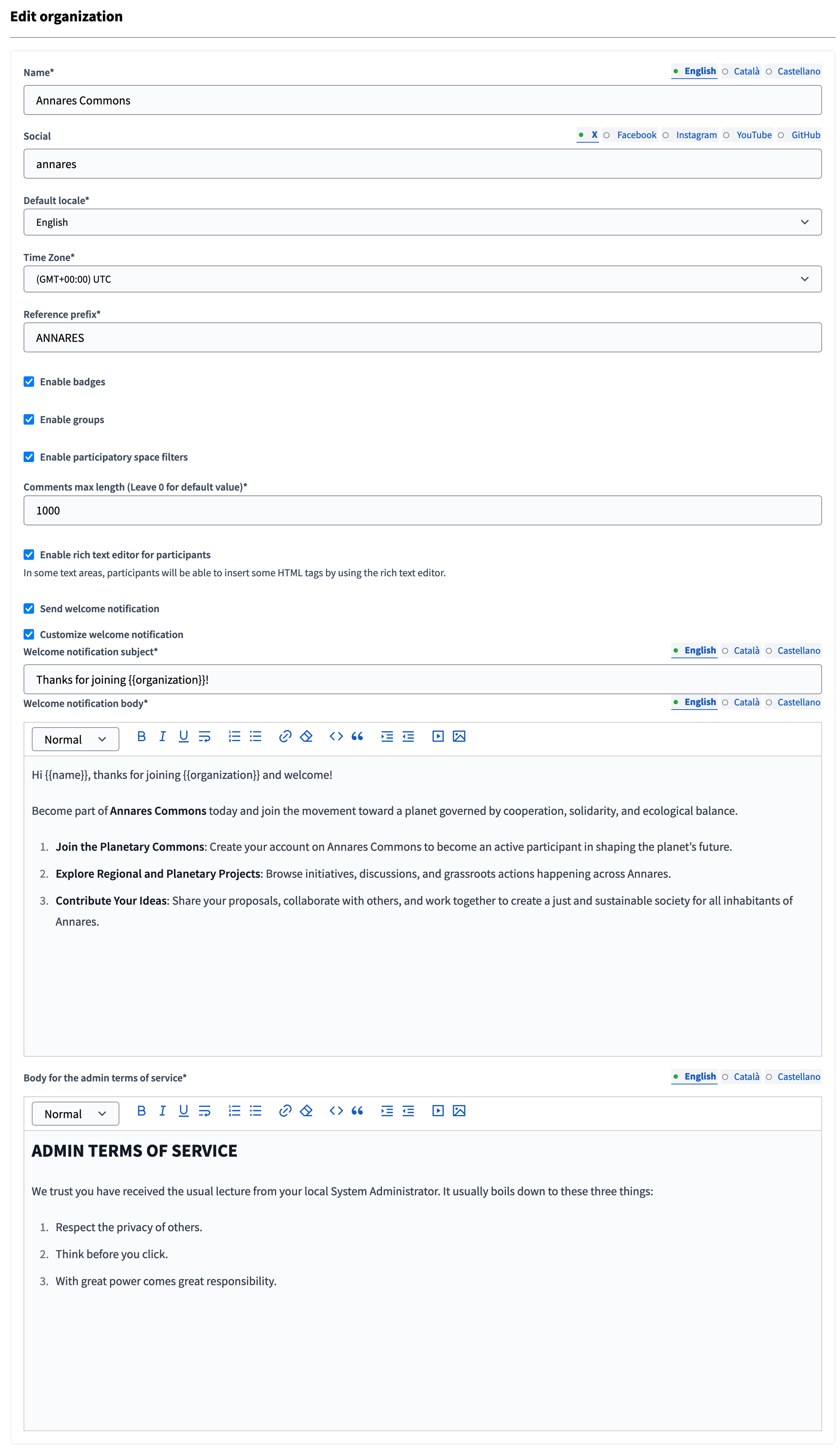 Decidim Admin Configuration