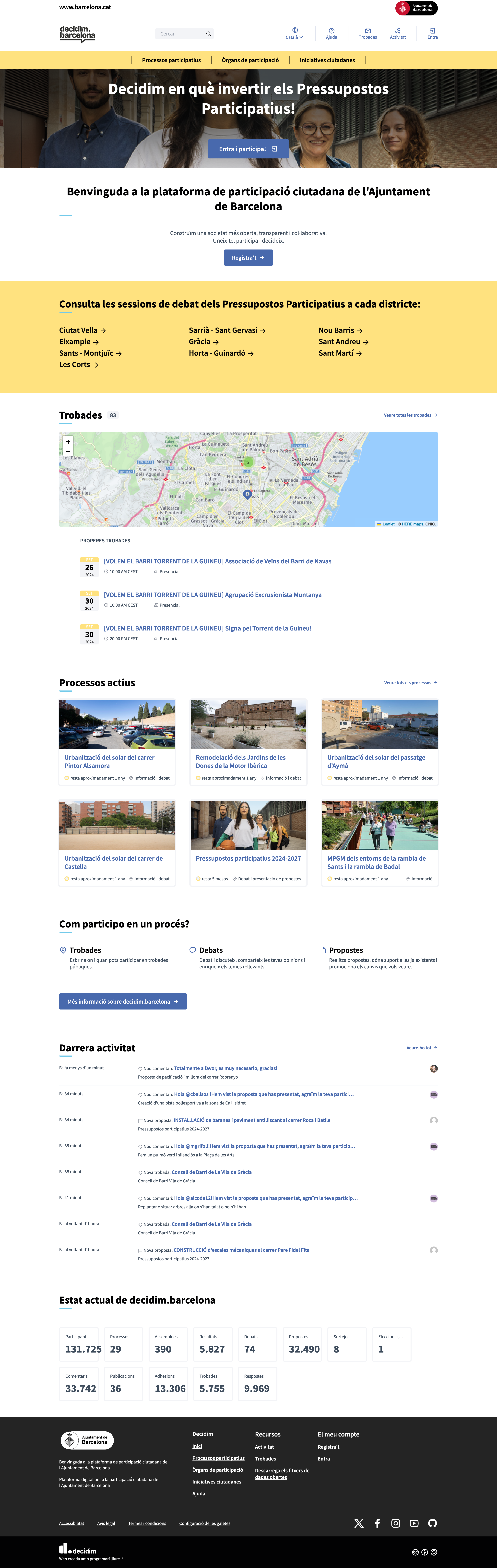Homepage screenshot of decidim.barcelona