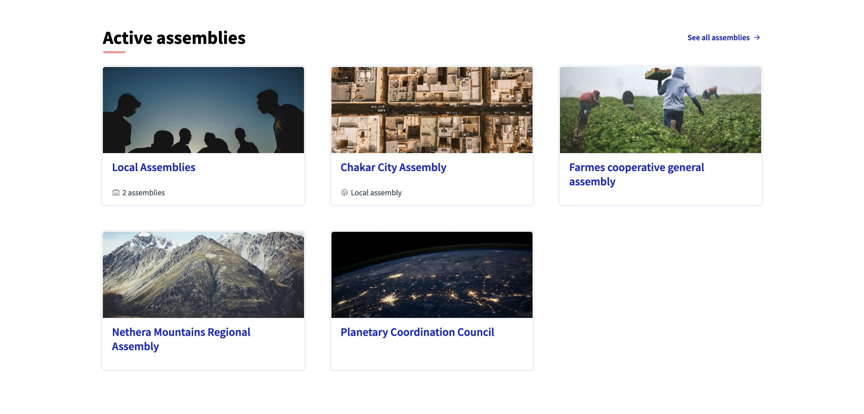 Highlighted assemblies in Homepage content block