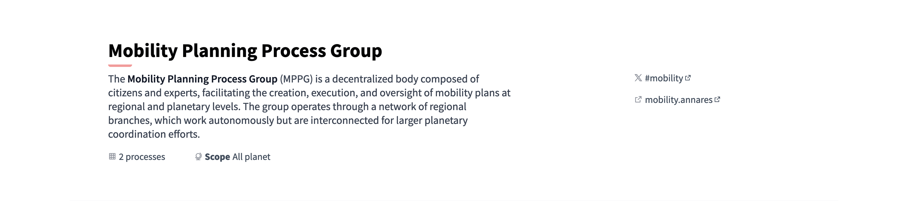 Participatory process group landing page title and description block