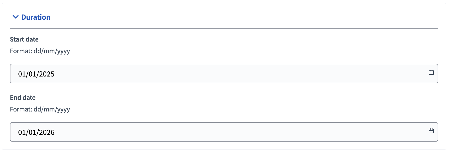 New participatory process form duration section