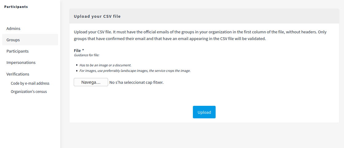 Admin panel: user group verifications CSV