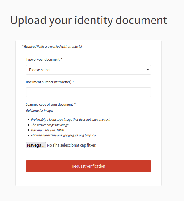 ID document authorization online form