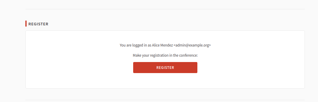 Registration button on landing page