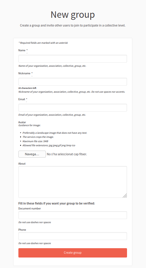 New user group form