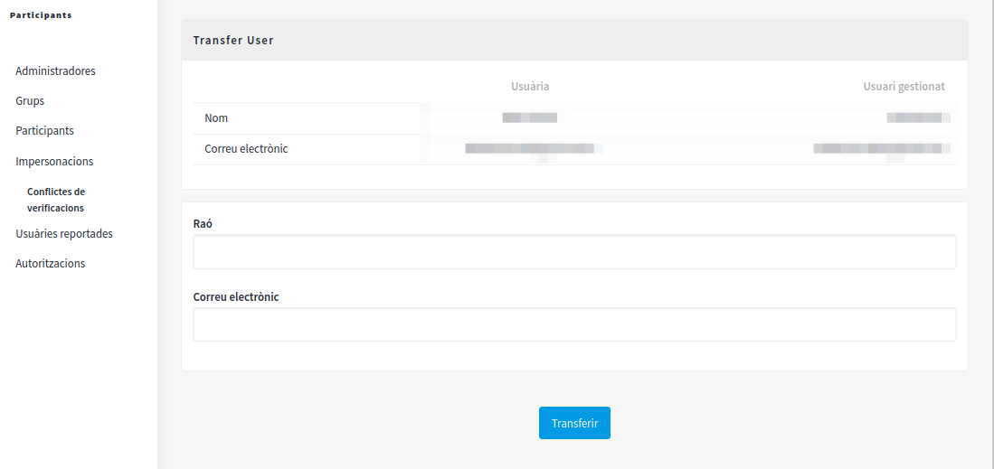 verifications conflicts transfer user