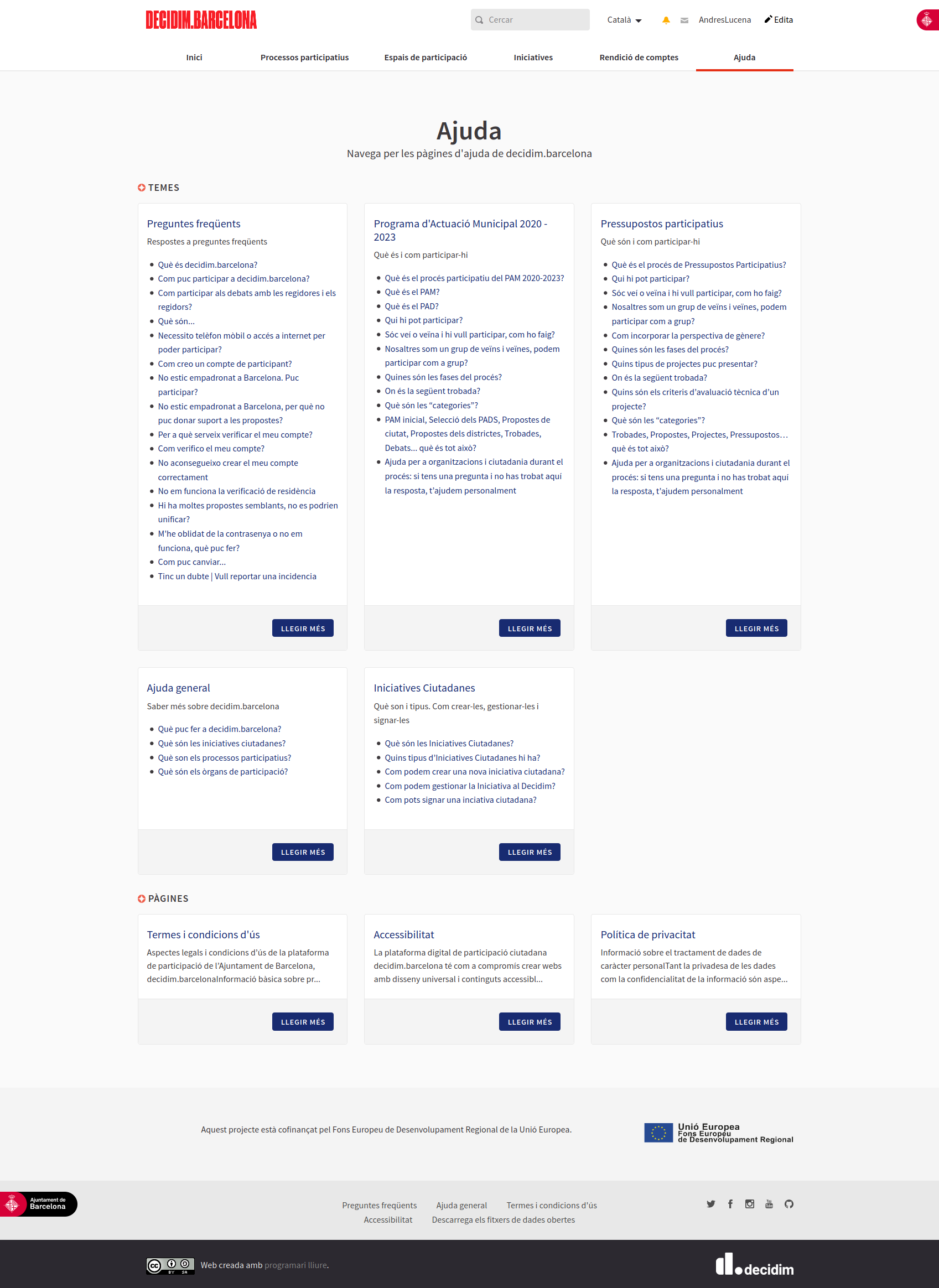Frontend: list topics of pages