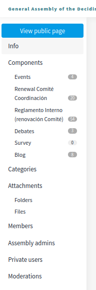 Assembly submenu in admin