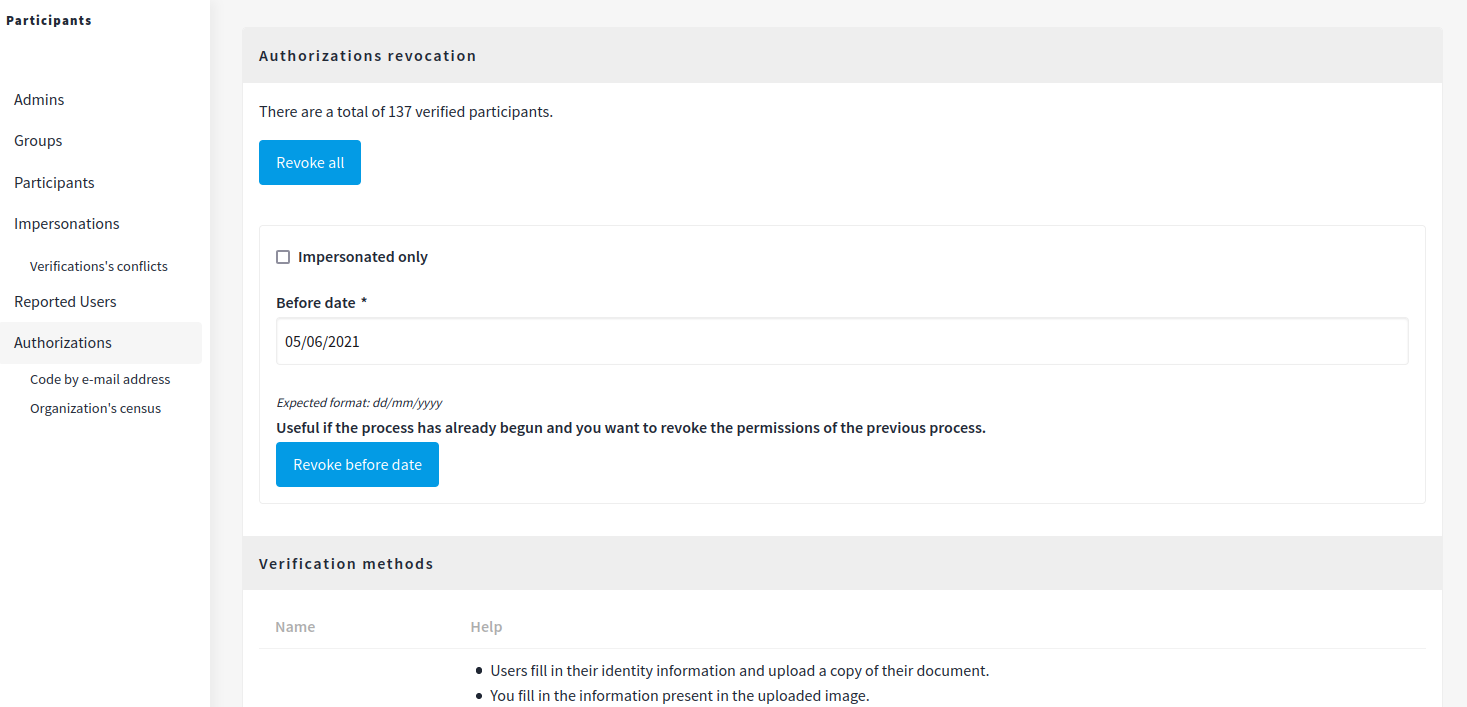 Authorizations revocation