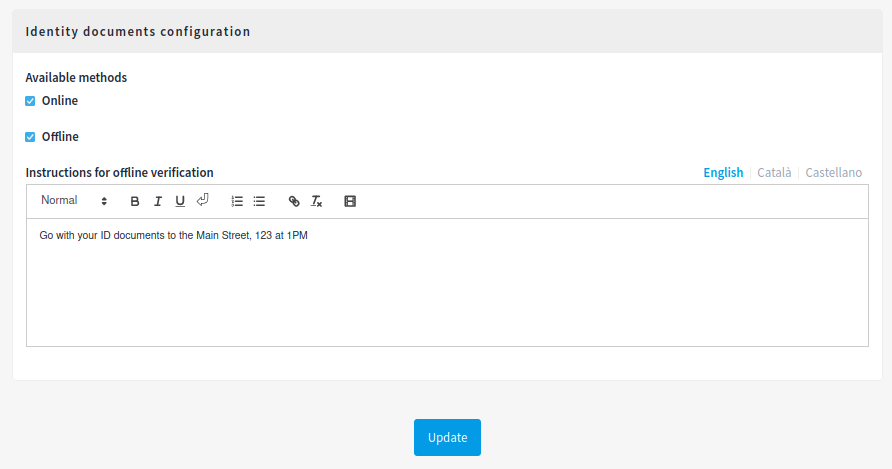 ID document authorization configuration: offline instructions