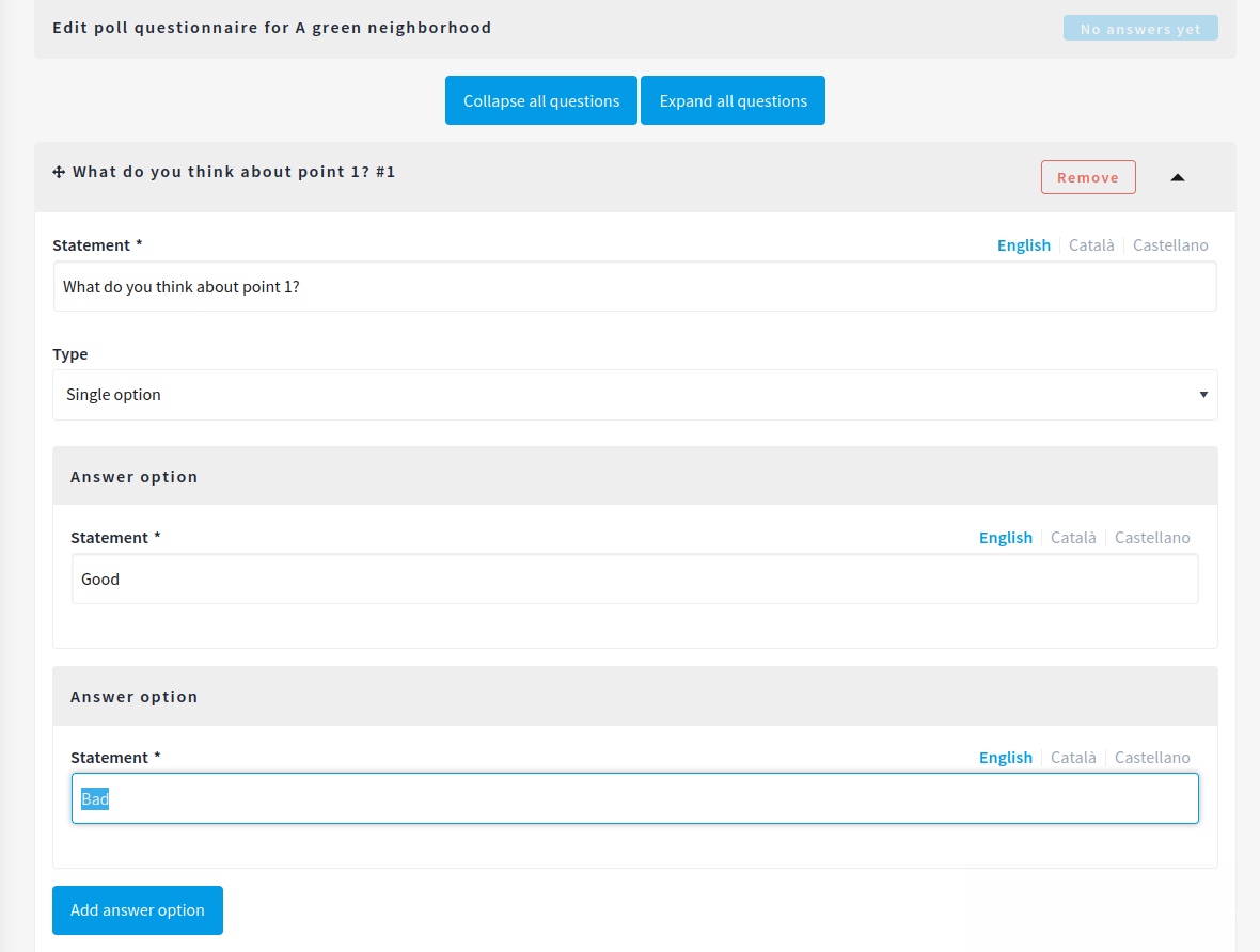 Definining a question in meeting polls