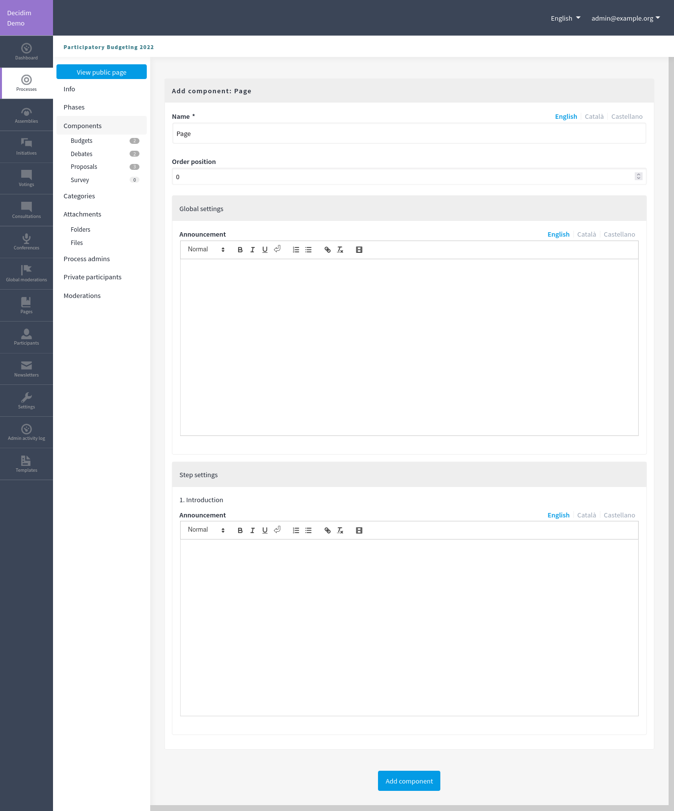 Add component form