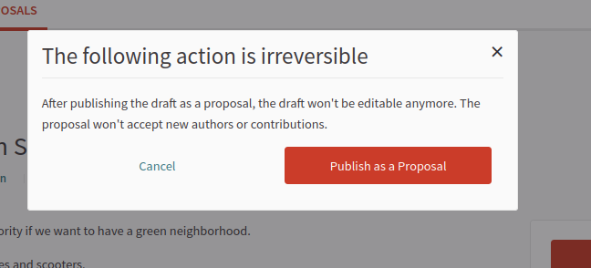 publish modal