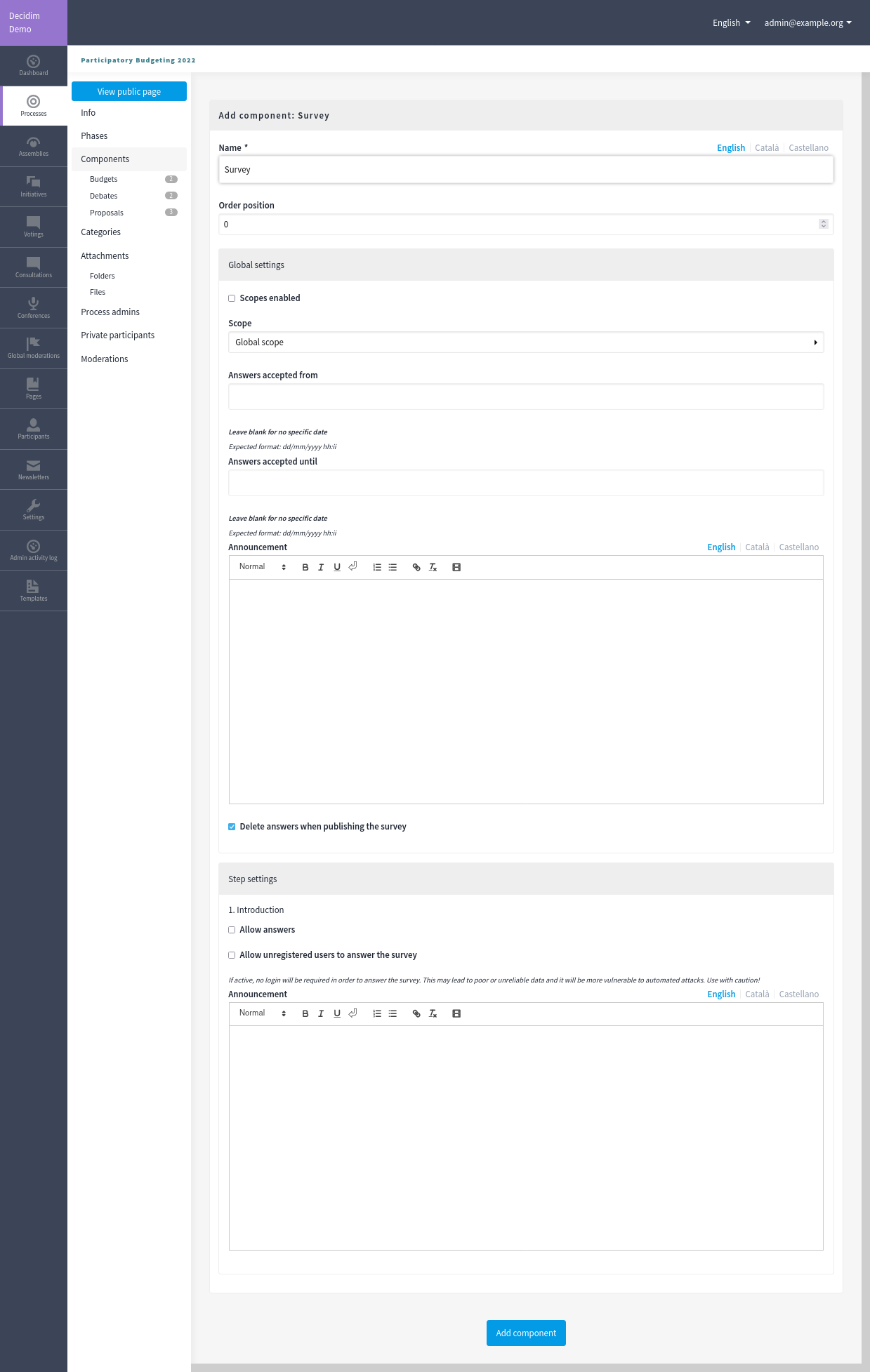 Add component form