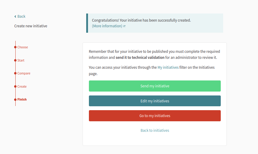 Initiative creation: step 4