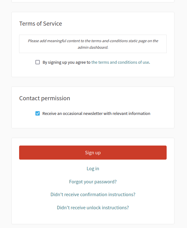 Contact permission in participant registration