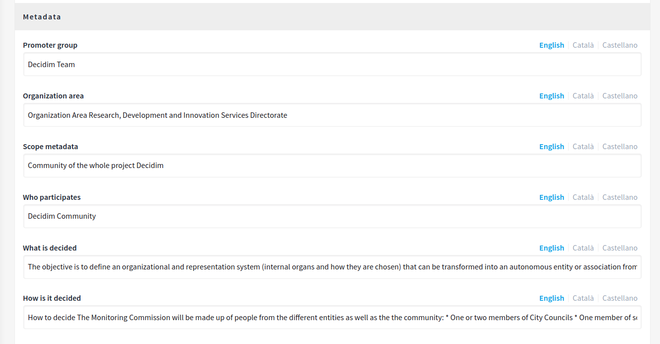 Process backend metadata