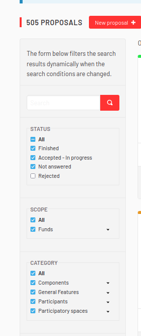 Filter categories in proposals