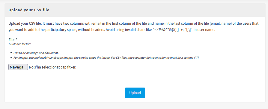 Import private participants via CSV