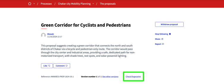 Vérifier le lien d’empreinte digitale en bas de page